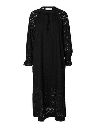 Selected Femme SlfSonora LS Ankle Broderi Dress Black